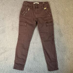 NWT Mavi Juliette Mid Rise Skinny Cargo‎ Jeans Burgundy Women's Pockets Size 27